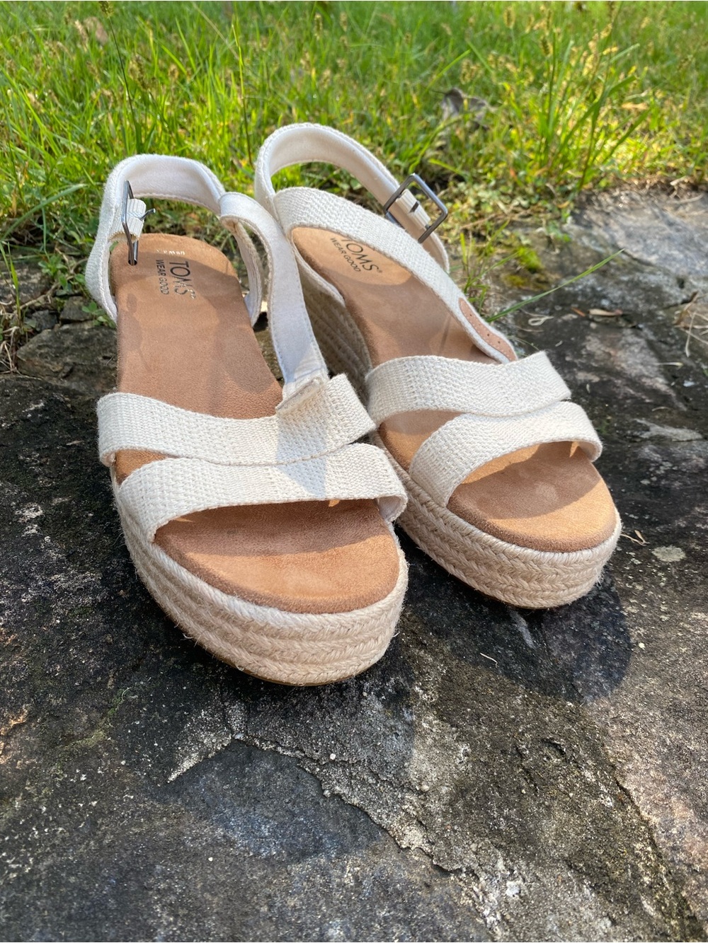 TOMS Women’s Cream Platform Espadrille Sandals
